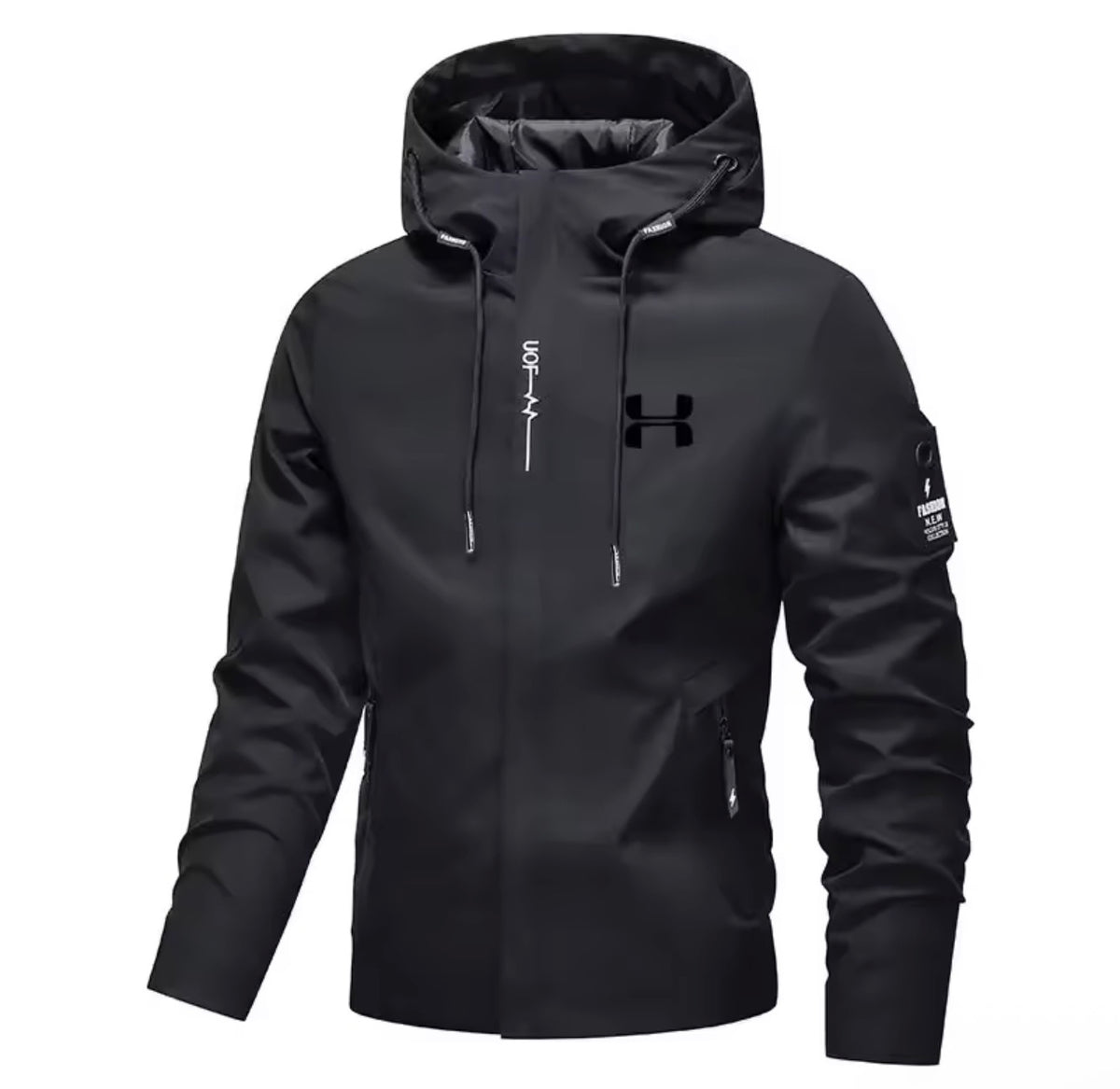 Men's Spring Autumn Streetwear Hooded Jacket 2026 New Casual Zip Up Loose Coat Outdoor Hiking Jogging Activewear Windbreaker