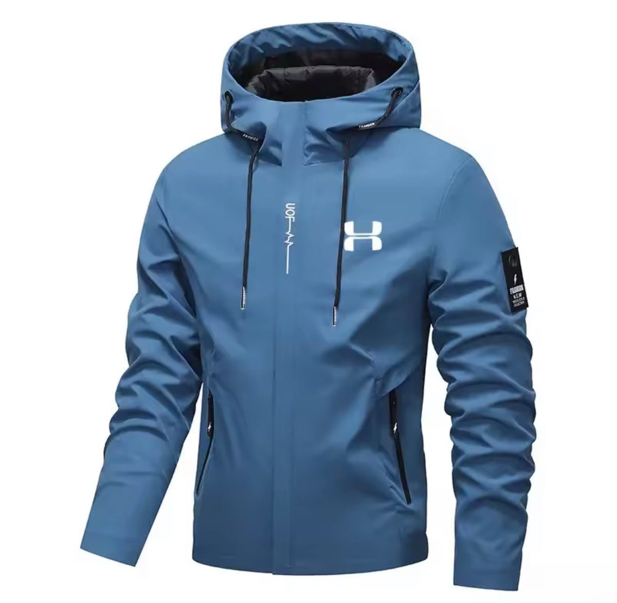 Men's Spring Autumn Streetwear Hooded Jacket 2026 New Casual Zip Up Loose Coat Outdoor Hiking Jogging Activewear Windbreaker