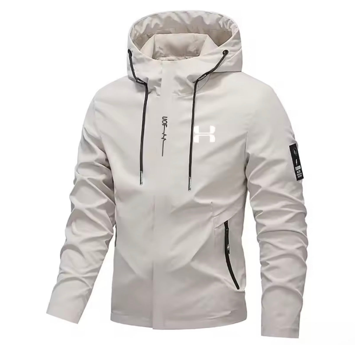 Men's Spring Autumn Streetwear Hooded Jacket 2026 New Casual Zip Up Loose Coat Outdoor Hiking Jogging Activewear Windbreaker