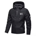 Men's Spring Autumn Streetwear Hooded Jacket 2026 New Casual Zip Up Loose Coat Outdoor Hiking Jogging Activewear Windbreaker