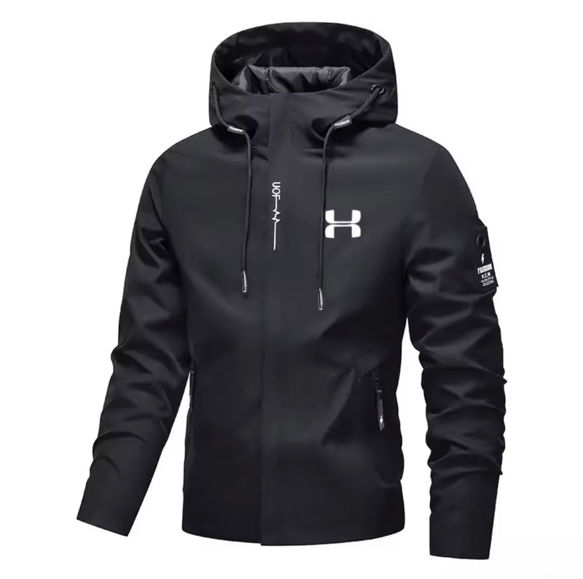 Men's Spring Autumn Streetwear Hooded Jacket 2026 New Casual Zip Up Loose Coat Outdoor Hiking Jogging Activewear Windbreaker