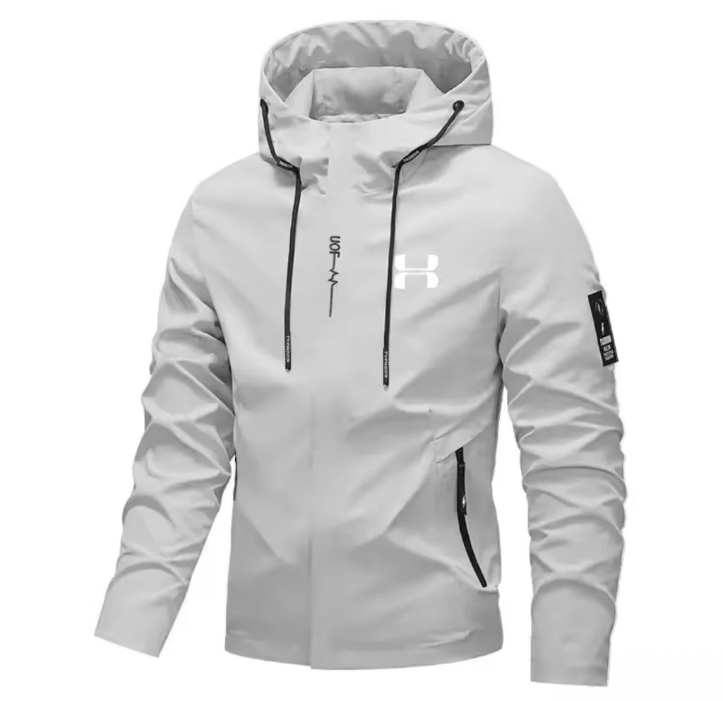 Men's Spring Autumn Streetwear Hooded Jacket 2026 New Casual Zip Up Loose Coat Outdoor Hiking Jogging Activewear Windbreaker