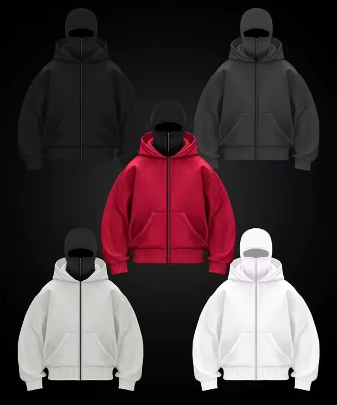Men and Women Balaclava Y2K Gothic Harajuku Spring Autumn Winter New Item Double Hooded Sweatshirt Men Hooded Mask Zipper Jac